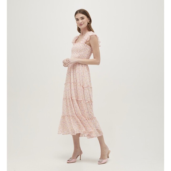 EUC Hill House Home “The Nap Dress” in Pansy in Pink Multi Georgette, size M - Picture 2 of 5